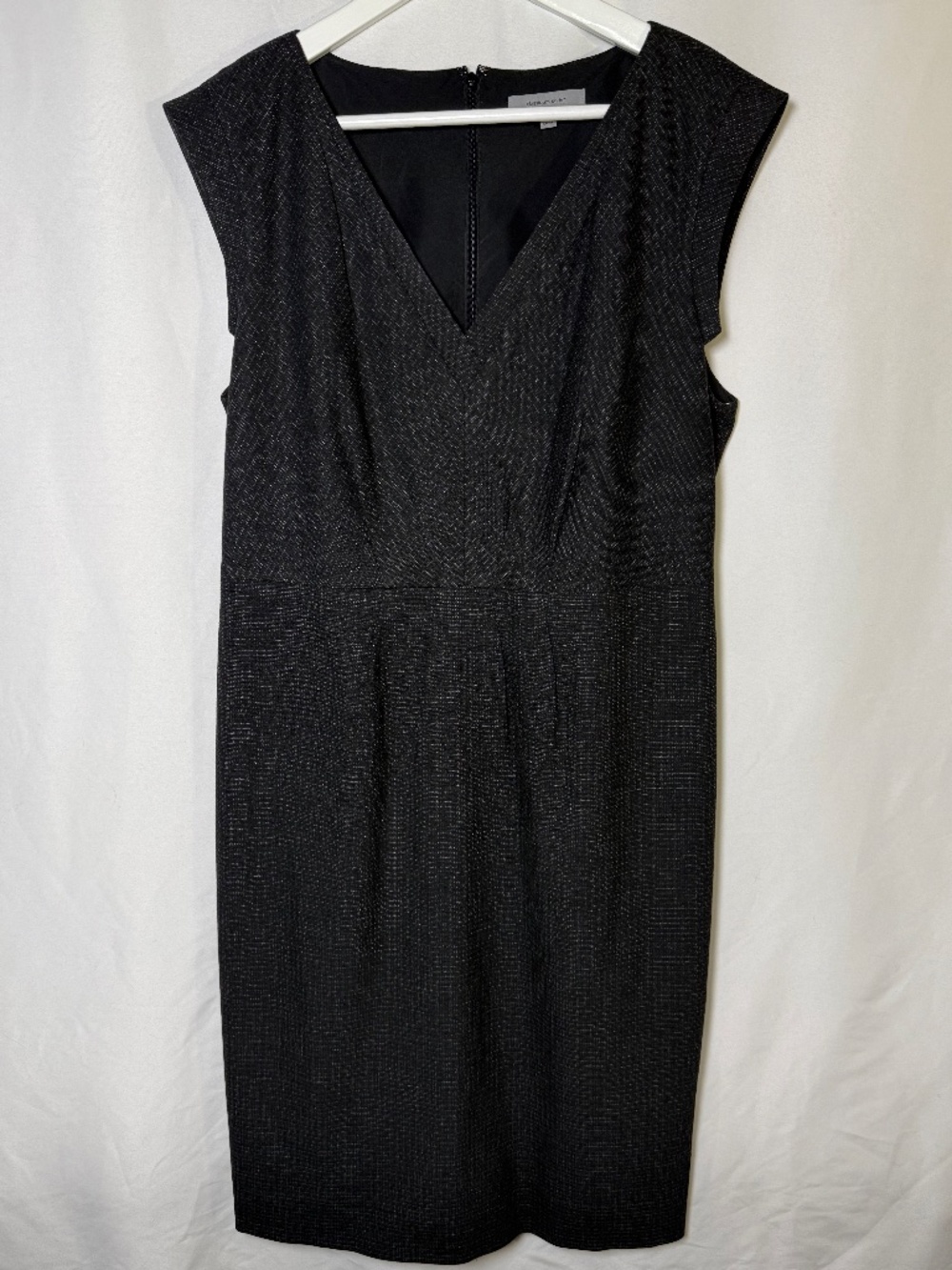 Classiques Entier Nordstrom Exclusive Charcoal Gray V-Neck Sheath Dress Size 14